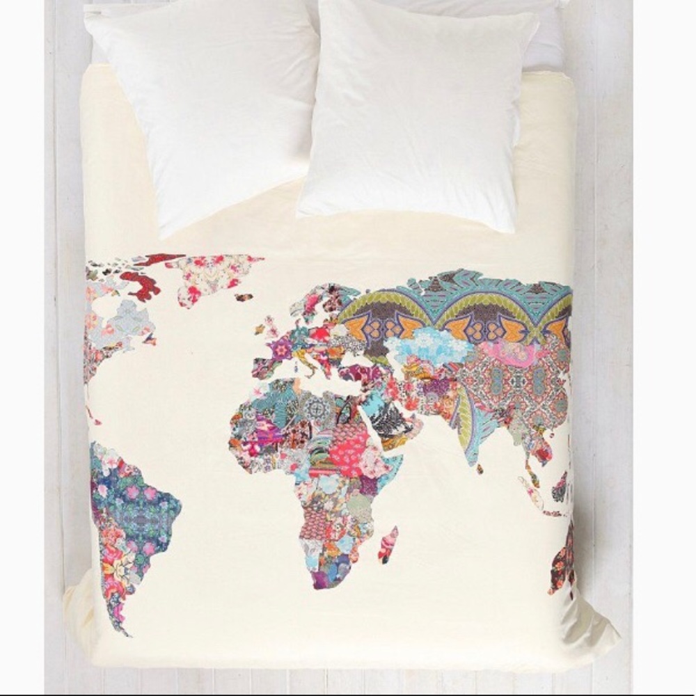 Twin XL World Map Duvet Cover, perfect for college